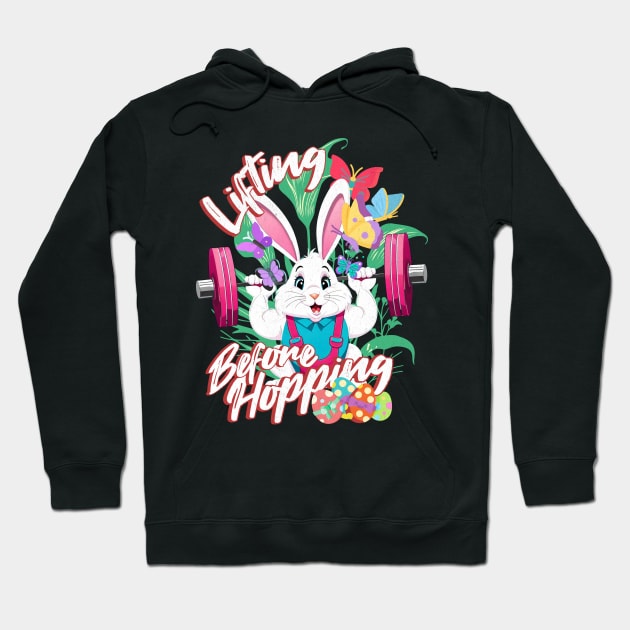 Bunny Weightlifting Easter a Fitness Gym Bodybuilding Funny Hoodie by alcoshirts